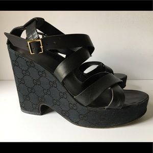 Gucci logo platform sandals